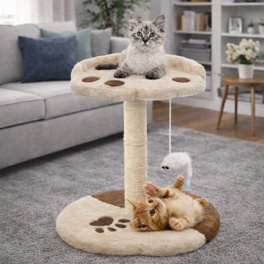 Kompakte Kratzstation mit Bett