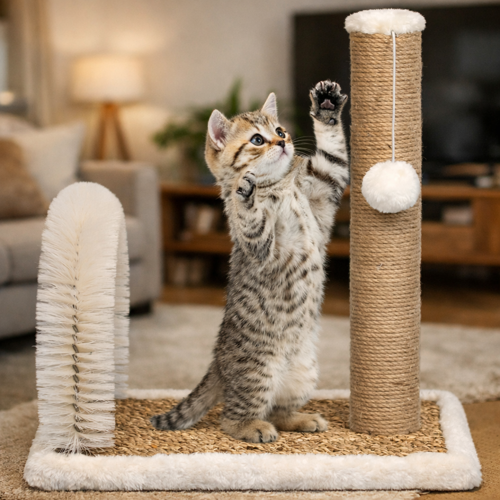 Kratzstation 3-in-1 mit Bürstenbogen